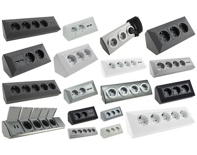 Steckdosenblock 250V~/ 16A Aufbaumontage für Arbeitsplatten, div. Ausführungen - Bild 1 von 4