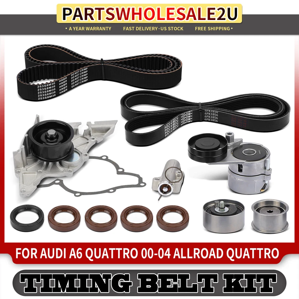 Juego de un kit de correa de distribución con bomba de agua para Audi A6 Quattro 2000-2004 S4 2000-2002 Foto 1 de 4