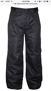NWT Pulse Youth Big Girls Insulated Rider Snow Ski Skiing Pants L 16/18, Black - Picture 1 of 3