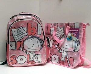 HS Girl Gift Set Large Book Backpack + Shoulder Crossbody Tote Bag Travel School - Picture 1 of 12