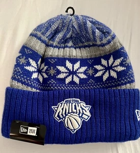 NY KNICKS KNIT HAT NEW ERA VINTAGE SNOWFLAKE CUFF CAP MSG NBA BASKETBALL - Picture 1 of 4