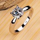 Women's Aaa Round Cut Cz Solitaire Stainless Steel Wedding Engagement Ring