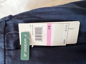 NEW CUBAVERA Blue Linen Blend 9" Inseam Chino Shorts Men's Size 38 NWT $70.00 - Picture 1 of 9