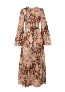 Vestido Largo Zimmermann August Bias | Marrón Chocolate Floral, Cinturón Cuerda - Imagen 1 de 8