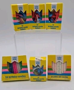 4 Boxes Vintage 1984 Cake Mate Candle Holders 2 Sealed Boxes Of Birthday Candles - Picture 1 of 9