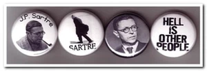 JEAN PAUL SARTRE Buttons Pins 4 Existentialismus Philosophie französischer Philosoph - Bild 1 von 1