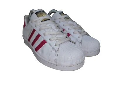 Adidas Superstar Women's White Pink 3 Stripes Lace Up Sneakers Shoes Size 6 - Image 1 of 4