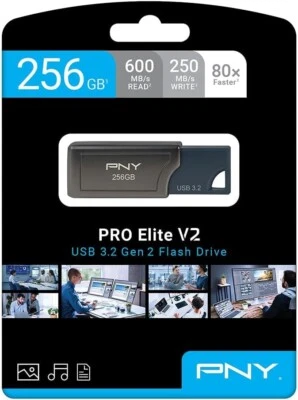 PNY - PRO Elite V2 256GB USB 3.2 Gen 2 Flash Drive - Black - Image 1 of 4
