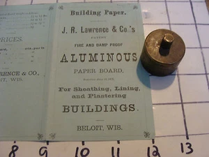 1800s Advertise: J. R. LAWRENCE & CO's FIRE & DAMP PROOF ALUMINOUS PAPER BOARD - Picture 1 of 3