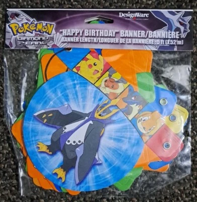 Banner Pokemon diamante e pérola "feliz aniversário" 5 pés [1,52 m] - Imagem 1 de 4