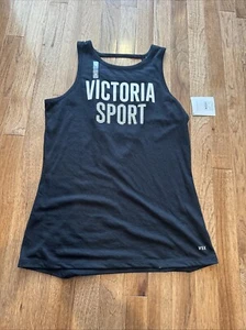 Victoria Secret Sport Performance Tank Top Black Size Small Open Slit Back Sexy - Picture 1 of 2