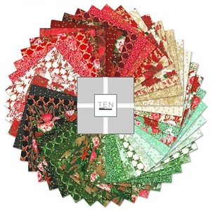 10 Zoll qm Urlaub blühen festlich fein Schicht Kuchen rot & grün Quilt Stoff - Bild 1 von 3