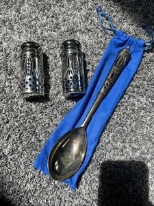 Silver plated Salt And Pepper Shaker And Silver Plated Serving Spoon - Picture 1 of 19