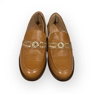 Mocasines para mujer Brioso Frisco Lizard en relieve detalle dorado talla 7,5 nuevos sin etiquetas - Imagen 1 de 9