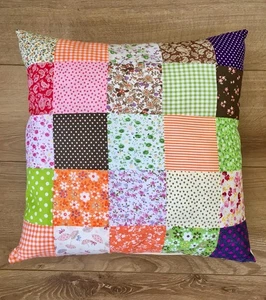 New handmade Patchwork Unique Cushion Cover Pillow country Home Decor 40x40 cms - Picture 1 of 2