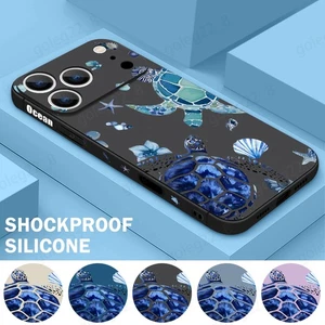 Custodia per iPhone 17 16 Pro Max 16e 15 14 13 12 11 blu tartaruga marina morbida TPU cover - Foto 1 di 17