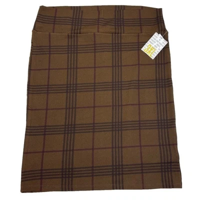 LuLaRoe Mujer Falda Talla 3XL Cassie Marrón Negro Rojo Rayas a Cuadros Lápiz Nueva con Etiquetas Foto 1 de 4