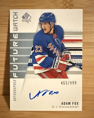 2019-20 SP Authentic Future Watch Rookies /999 Adam Fox #194 Rookie Auto RC - Image 1 of 2