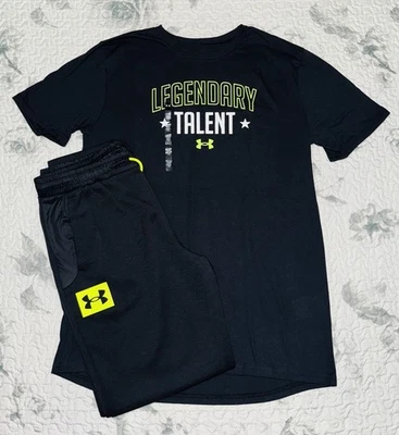Conjunto de camiseta y joggers Under Armour negro y lima para niños talla/ (XL) extra grande 18-20 Foto 1 de 4