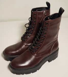 Botines Zara Marrón Gruesos Plataforma Mujer US 6.5 (EU 37) Con Cordones Combate Motociclista - Imagen 1 de 15