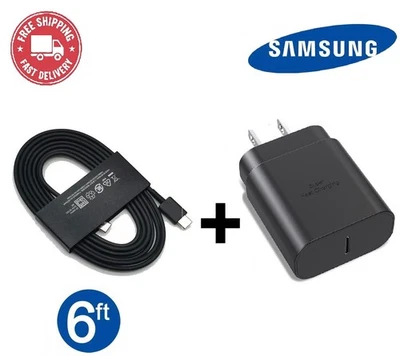 LOTE Cargador Rápido Original Samsung 25W USB-C L 6FT Tipo-C Cable Galaxy S23 S24 Foto 1 de 4