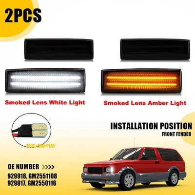 2 шт передних дымчатых светодиодных габаритных огней желтого цвета для основания 1983-91 GMC S15 Jimmy - Изображение 1 из 4