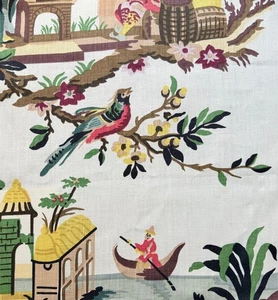 BRUNSCHWIG & FILS Le Lac Chinoiserie Leinen Print Creme Neu - Bild 1 von 1