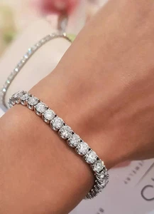 10.00 Ct Round Cut VVS- VS /D-E 14K White Gold Diamond Tennis Bracelet 7'' - Picture 1 of 7