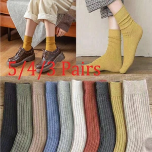 5/4/3Pairs Women Slouch Socks Scrunch Cotton Winter Mid-tube Cotton Slouch Long - Picture 1 of 31