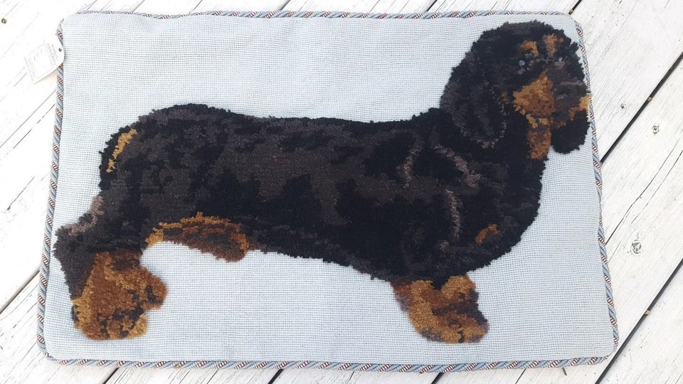 Новый ~ Aubusson такса вышивка подушка чехол шерсти 26 x 17 дюймов - Изображение 1 из 4