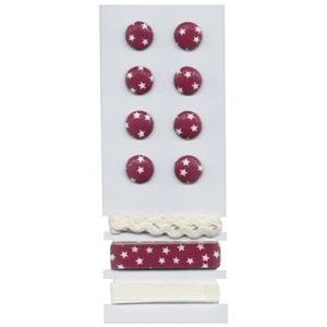 Boutons et rubans, Etoiles, 8 Boutons Rubans à 1m, , rouge classique - Imagen 1 de 1