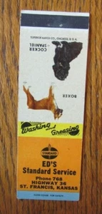 ED'S STANDARD GASOLINERA AÑOS 50 MATCHBOOK MATCHCOVER: ST. FRANCIS, KANSAS -E22 - Imagen 1 de 2