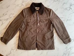 Vintage 60s/70s Brown Canvas Distressed Chore Work Jacket 42 Large Country Wide - Picture 1 of 12