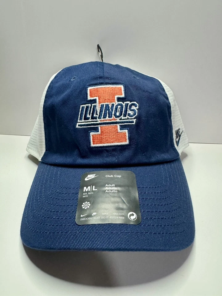 Illinois Fighting Illini Nike Vintage Club Trucker Sombrero Ajustable - Azul Marino/Blanco Foto 1 de 4