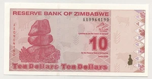 Billete de Zimbabue 2009 10 dólares a elegir 94 sin circular - Imagen 1 de 2