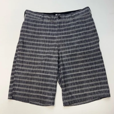 Pantalones Cortos Bermudas DC Para Hombres Gris Blanco Rayas Bolsillos Delanteros Planos Cintura 30  Foto 1 de 4