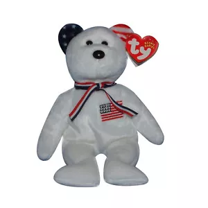 Ty Beanie Baby America white - MWMT, Bear - Picture 1 of 1