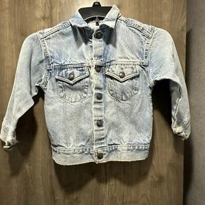 Vintage Little Levi’s Denim Trucker Jacket Size 7 Distressed  - Picture 1 of 14
