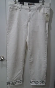 Neu mit Etikett Lucky Brand "Sweet Crop" Damenjeans 16/33 bestickt bauchfrei weiß - Bild 1 von 13