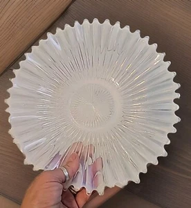 VTG Fostoria Heirloom Blue Opalescent Glass Ruffled Bowl 10 5/8" Great Condition - Picture 1 of 4