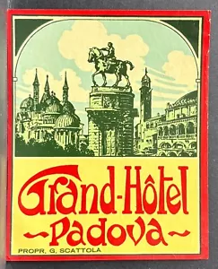 GRAND HOTEL PADOVA ITALY ~ VINTAGE POSTER STYLE LUGGAGE LABEL - Picture 1 of 2