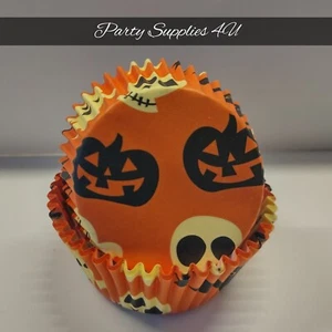 Halloween Skull, Bat Cupcake Cases 24pk in tub Trick/Treat/Party/Orange/Birthday - Picture 1 of 4