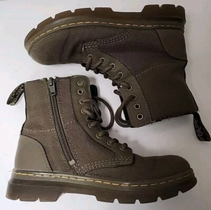 DocMartens Combs J combat canvas ankle boots army tech olive green zip kids 13 - Picture 1 of 11
