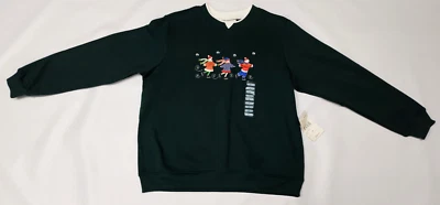 NWT Vtg Studio Works Sweatshirt with Metallic Embroidered Ice Skaters ~Sz Med - Image 1 of 4