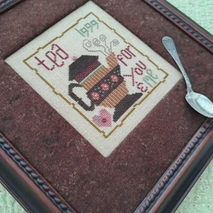 FINISHED and FRAMED Cross Stitch - TEA FOR TWO - Ewe & Eye & Friends - Picture 1 of 8