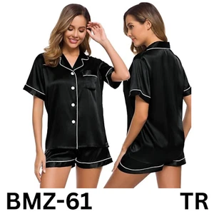 SWOMOG Womens Silk Satin Pajamas Set Two-Piece Pj Sets Sleepwear Loungewear, XL - Picture 1 of 6