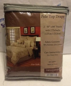 Cortinas para postes NEWPORT HOME 2-50"" x 84"" paneles con 2 tiebacks RN120457 NUEVAS - Imagen 1 de 1