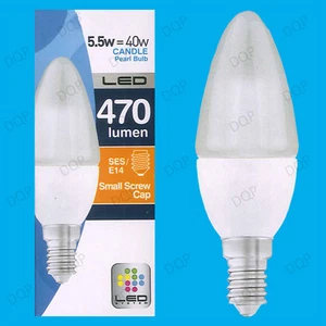 10x 5.5W LED Ultra Low Energy, Instant On, Pearl Candle Light Bulb, SES E14 Lamp - Picture 1 of 1