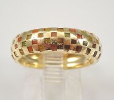 Vintage HIDALGO 18K Yellow Gold Enamel Wedding Ring Anniversary Band Size 6.5