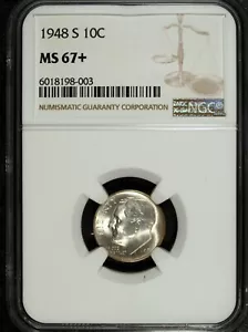 1948 S NGC MS 67 Plus Roosevelt Silver Dime ☆☆ Great For Sets ☆☆ 003 - Picture 1 of 2